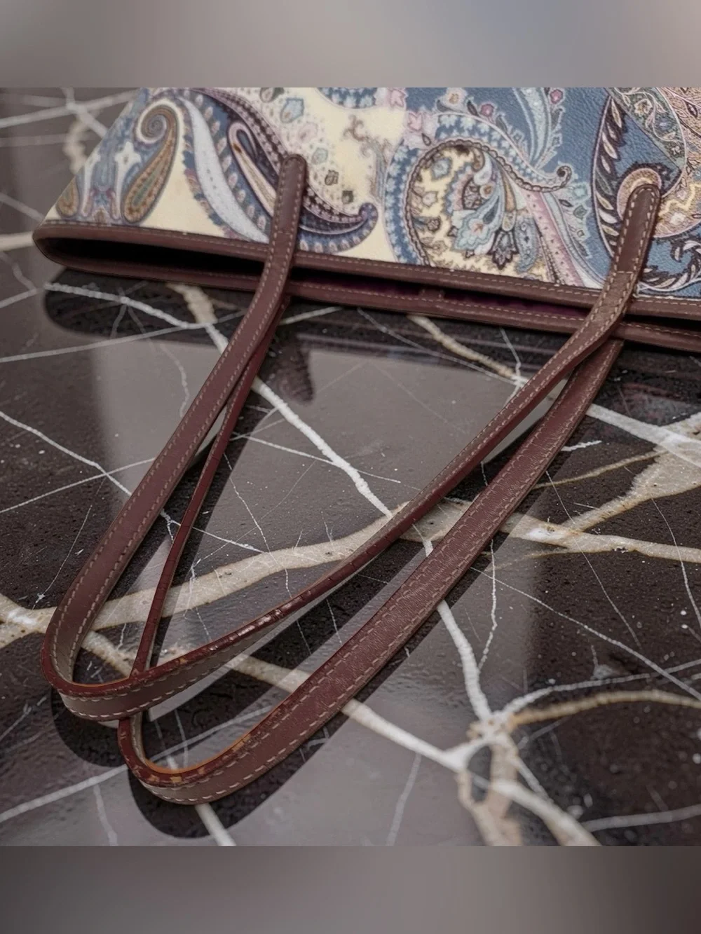 ETRO 2015 Paisley Leather Tote Bag 😍🩵💙